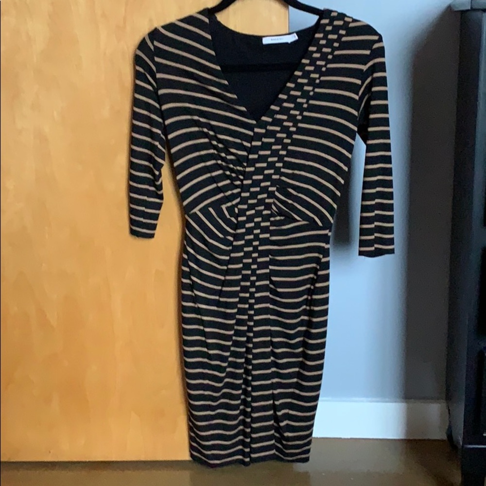 Black and brown striped cotton dress.